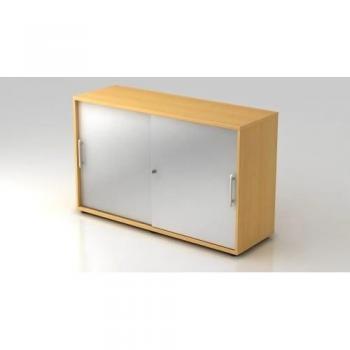 Schiebetürschrank Office PRO BETA 1752S – 120 × 40 × 75 cm – Buche/Silber, 2‑Öffnungen, Relinggriff