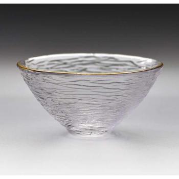 Straight Japanese Glass Tea Cup with Gold Detail