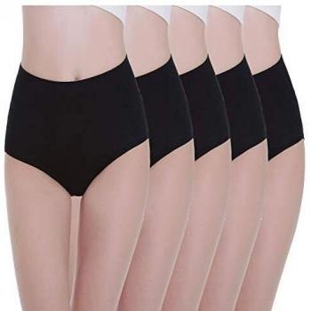 Set 5 Mutande a Vita Alta – Cotone Naturale – Nero S