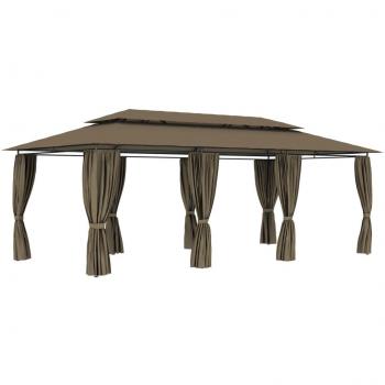 Belvédère avec rideaux 600x298x270 cm Taupe 180 g/m² Vidaxl