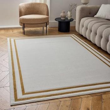 Modern Gold Bordered Carpet by Carmel – 120 × 170 cm
