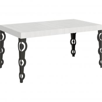 Karamay Table Extensible 160x244 cm – frêne blanc, structure anthracite