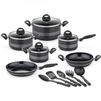 GSW Milano Nero Kochtöpfe mit Küchenhelfer-Set