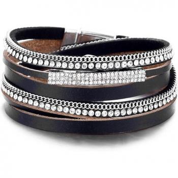 Vintage Leather Wrap Bracelet with Charms