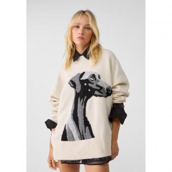 Stone Oversized Knit Sweater Patterned M