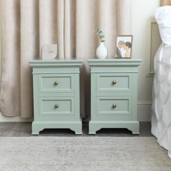 Sage Green Two Drawer Side Tables
