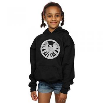 Marvel Girls Agents of SHIELD Distressed Logo Hoodie Black 12-13 Years