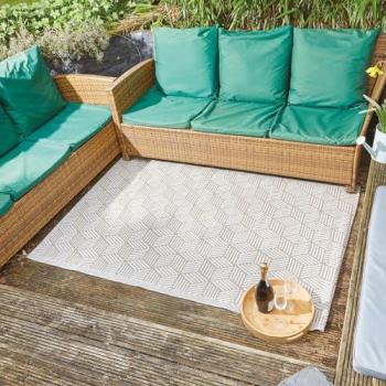 Waterproof Garden Geometric Mat – Taupe, 120x180 cm