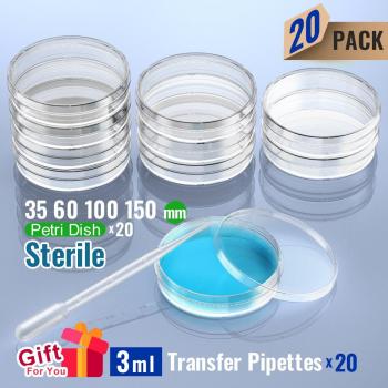 Ks-Tek 20-Pack Sterile Petri Dishes with Transfer Pipettes