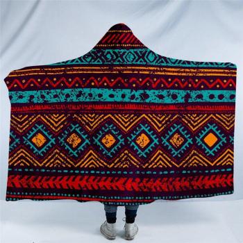 Southwest Geometric Wearable Blanket with Hood 150x200cm