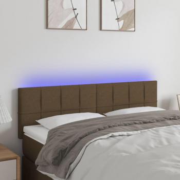 Cabecero iluminado con LED en tela de tonalidad marrón oscuro, dimensiones 144x5x78/88 cm
