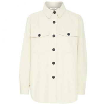 B.young Langarmbluse BYDisune Baumwollhemd Damen Gr. 36 beige