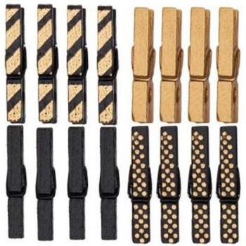 Toga 16 Mini Mollette linea oro e nero