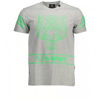 Plein Sport Gray T-Shirt with Contrast Details