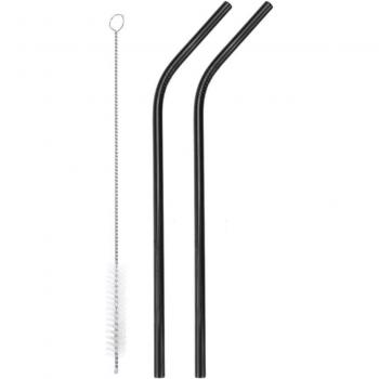 3pcs Metal Drinking Straws with Cleaner Brush Set