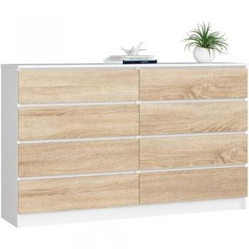 Commode AKORD K160 160 cm 8 tiroirs façade Chêne Sonoma
