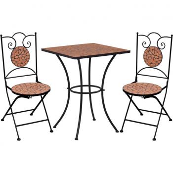 Mesa y Sillas Bistró Mosaico Terracota 3 Piezas