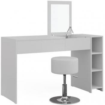 Blanc Kira 129,6 cm – Coiffure avec Tabouret & Miroir Escamotable