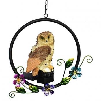 Resin Owl Solar Garden Lantern