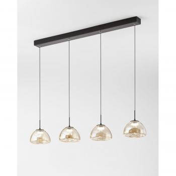 Fabas Lucille Lampada a Sospensione Cognac 4 Luci Dimmerabile