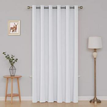 Deconovo Raumtrenner Verdunkelungsgardine 280x200 cm Grau Weiß 1 Stück