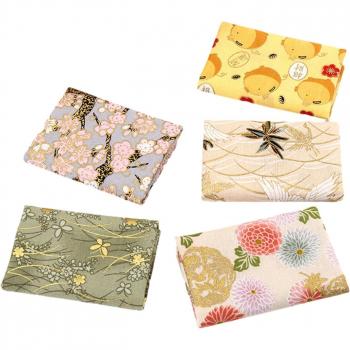 Tissu coton japonais bronzant, 5 pièces pour couture fait main