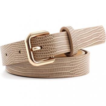 Solid Color Women's Waist Belt with Gold Square Pin Buckle