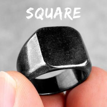 Cool Black Square Stainless Steel Men's Ring