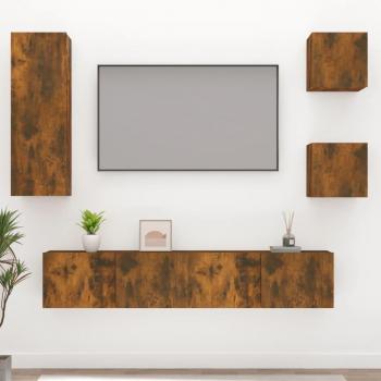 VidaXL Ensemble de Meubles TV 5 pcs Centres de Divertissement Armoires Multimédia Meubles de Salle de Séjour Intérieur Chêne Fumé Bois d'Ingénierie