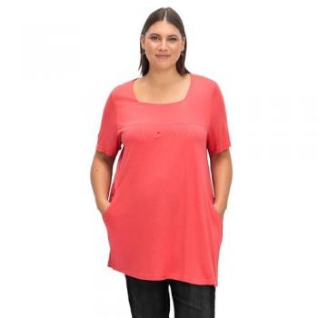 Sheego Damen Longshirt mit Taschen und Karreeausschnitt in Hummerfarbe, Größe 50