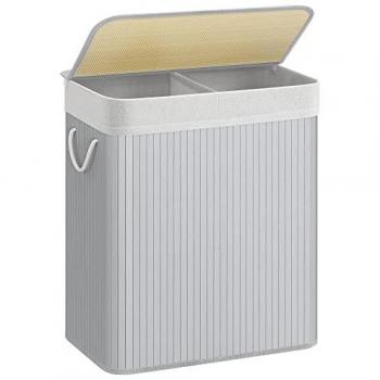 Bamboo Laundry Hamper with 2 Sorting Compartments