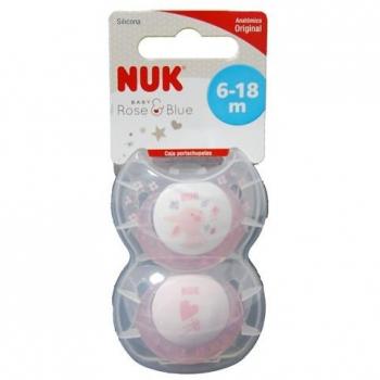 Nuk Baby Rose Chupete Tetina Silicona Sin Anilla 2Uds