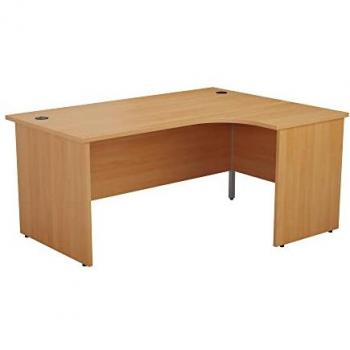 Executive 1600 mm × 1200 mm Radial Beech Workstation – High, 3‑Drawer Pedestal