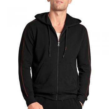 CALIDA Herren Loungejacke Remix Basic mit Kapuze Schwarz S