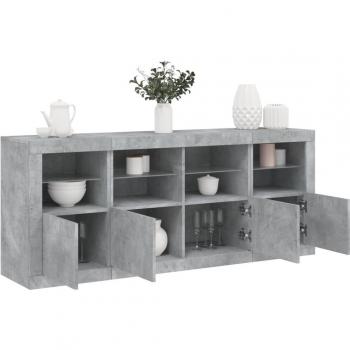 LED Light Sideboard Concrete Grey 163x37x67 cm