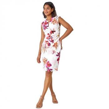 Roman Women's White Ruched Wrap Dress – Size 20