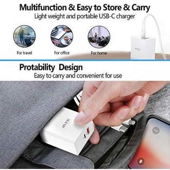 Chargeur Universel 18W Double Porte Type C Quick Charge 3.0 Compatible avec iPhone, Samsung, Huawei, iPad