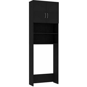 VidaXL Armadietto per Lavatrice Nero 64x25,5x190 cm in Compensato
