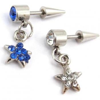 Estrellas de Lily: Dúo de Pendientes Azul y Blanco