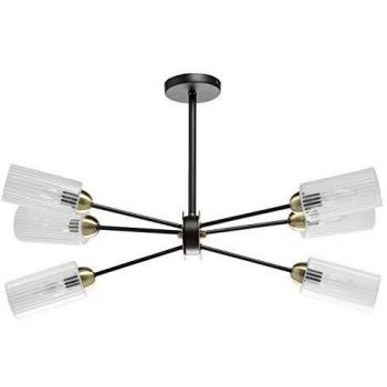 Plafonnier à 6 lampes E14, design contemporain, verre pochoir