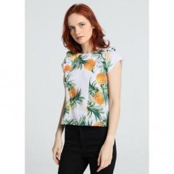 V&L Blusa Casual de Algodón, Manga Corta, Blanco XS
