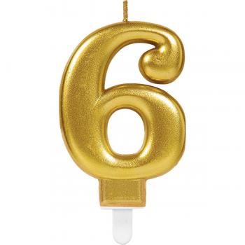 Bougie d'anniversaire 6 ans or 8 cm