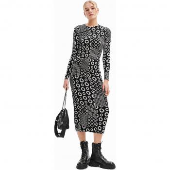 Midi robe ajustée Desigual en patchwork noir XL