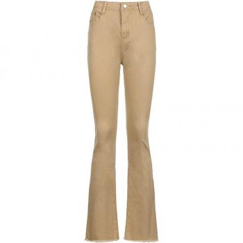 Pantalon en coton vintage marron Y2K pour femmes