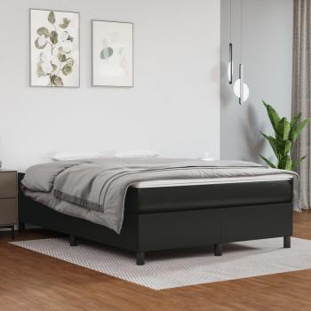 Schwarzes Boxspringbett 140x190 cm aus Kunstleder