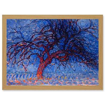 Artery8 Piet Mondrian 1908 Evening Red Tree – A4 Framed in Light Oak Edition