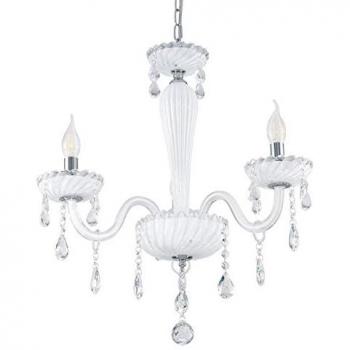 Lustre suspension blanc 'CARPENTO', 3 lumières en cristal
