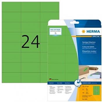 Herma Green Matte Paper Labels – A4 Size (70x37mm), 480 Count