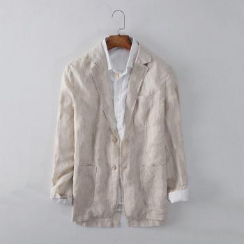 Veste ample en lin homme rayures simples