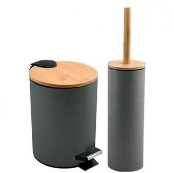 Adonis 5L Papelera con Pedal y Escobilla Gris Oscuro